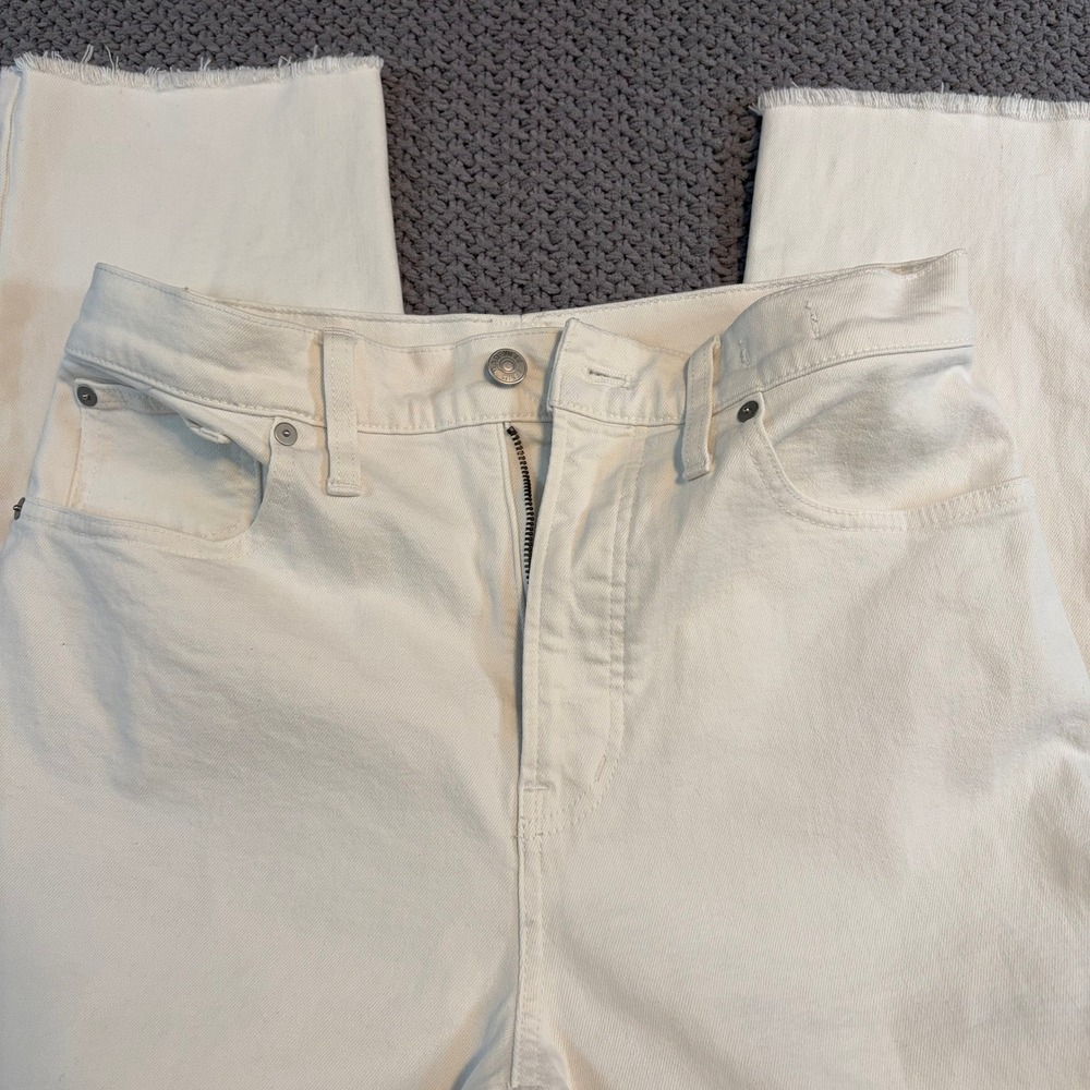 Madewell The Perfect Vintage Jean White Raw Hem Straight Leg Womens 29 - Picture 4 of 7